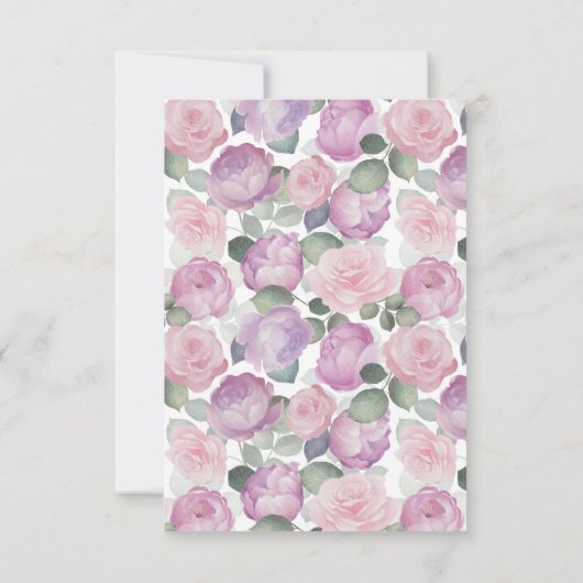 Elegant Pink Rose RSVP Wedding Card (裏面)