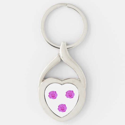 Elegant Pink Rose Stained Glass Keychain キーホルダー (正面)