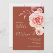 Elegant Pink Roses Bridal Shower Invitation 招待状 (正面)