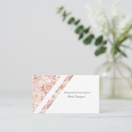 Elegant Pink Roses Business Card 名刺 (スタンド正面)