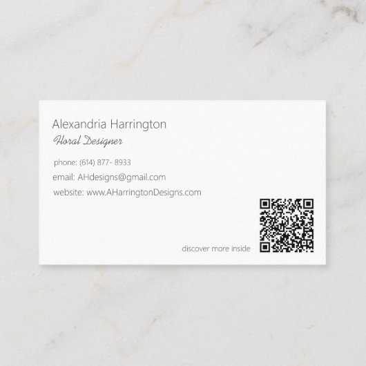 Elegant Pink Roses Business Card 名刺 (裏面)