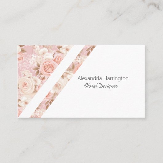 Elegant Pink Roses Business Card 名刺 (正面)