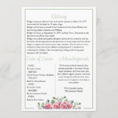 Elegant Pink Roses Celebrating Life Of - Funeral プログラム (裏面)