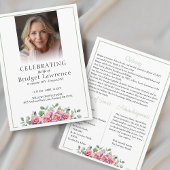 Elegant Pink Roses Celebrating Life Of - Funeral プログラム