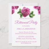 Elegant Pink Roses Floral retirement party  招待状 (正面)