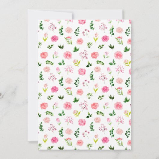 Elegant Pink Roses Floral Wedding 招待状 (裏面)