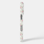Elegant Pink Roses Flowers Pattern Monogram Case-Mate iPhoneケース (裏面 / 右)