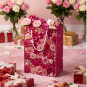 Elegant Pink Roses Gift Bag ミディアムペーパーバッグ