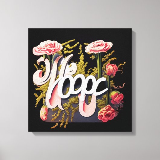 Elegant Pink Roses Hope Typography キャンバスプリント (正面)