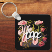 Elegant Pink Roses Hope Typography キーホルダー (正面)