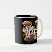 Elegant Pink Roses Hope Typography ツートーンマグカップ (正面右)