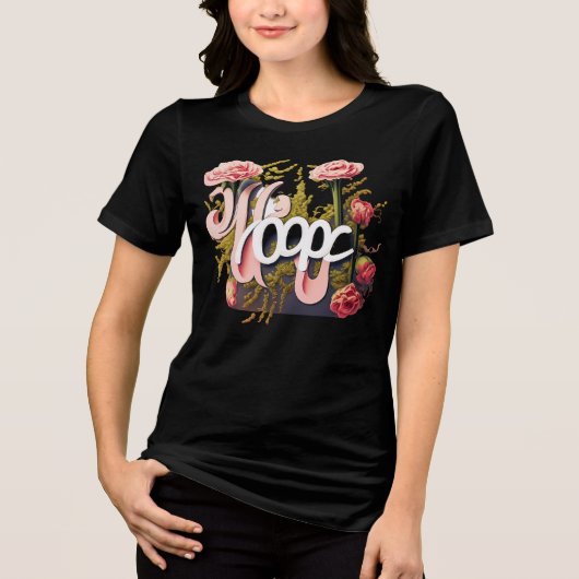 Elegant Pink Roses Hope Typography トライブレンドＴシャツ (正面)