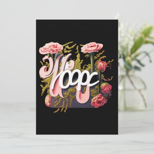 Elegant Pink Roses Hope Typography 招待状 (スタンド正面)