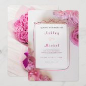 Elegant Pink Roses Paris Vow Renewal Invitation 招待状 (正面/裏面)