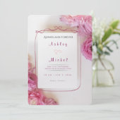 Elegant Pink Roses Paris Vow Renewal Invitation 招待状 (スタンド正面)