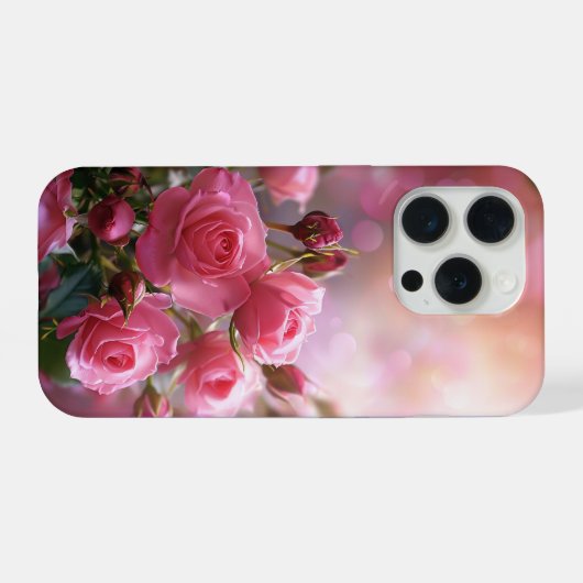 Elegant Pink Roses Phone Case iPhoneケース (裏面横)