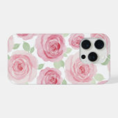 Elegant Pink Roses Phone Case iPhoneケース (裏面横)