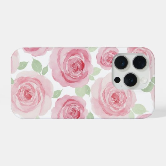Elegant Pink Roses Phone Case iPhoneケース (裏面横)