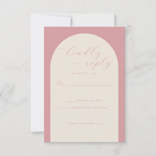 Elegant Pink RSVP Card (正面)