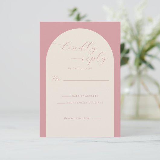 Elegant Pink RSVP Card (スタンド正面)