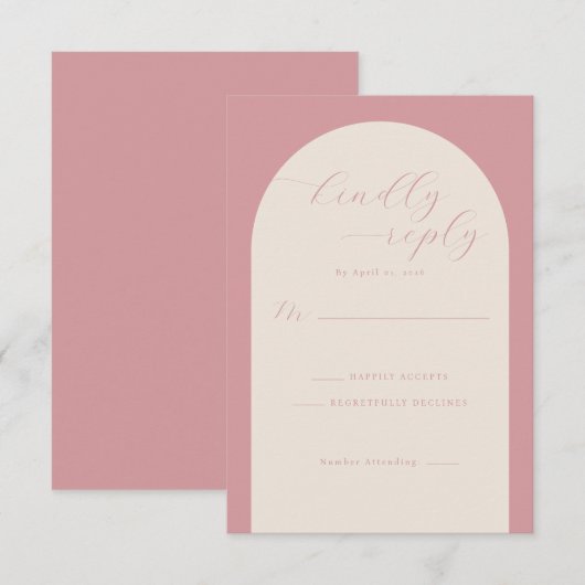 Elegant Pink RSVP Card (正面/裏面)
