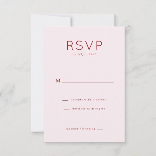 Elegant Pink RSVP Card (正面)