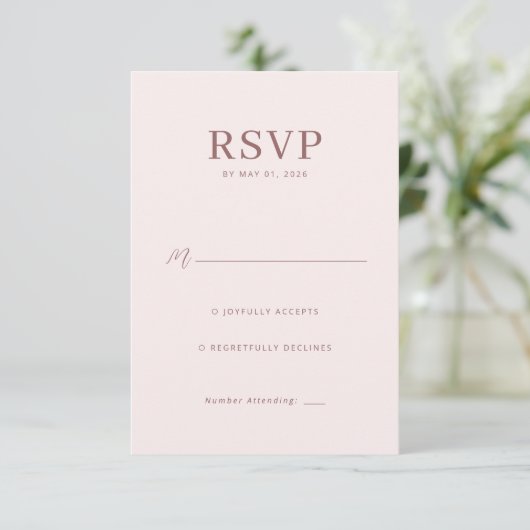 Elegant Pink RSVP Card (スタンド正面)