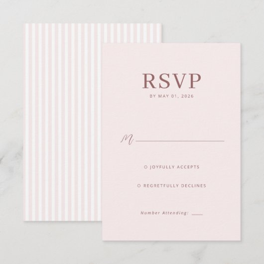 Elegant Pink RSVP Card (正面/裏面)