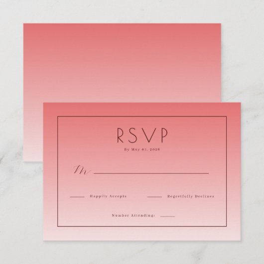 Elegant Pink RSVP Card (正面/裏面)