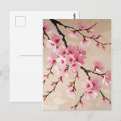 Elegant Pink Sakura Blossom Postcard - Japanese Ch ポストカード (正面/裏面)