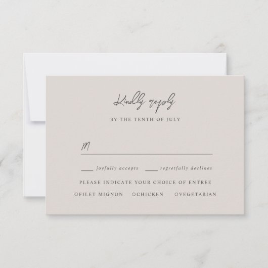 Elegant pink satin rsvp with meal choices (正面)