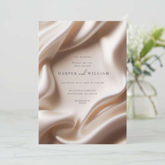 Elegant pink satin wedding invitation 招待状 (スタンド正面)