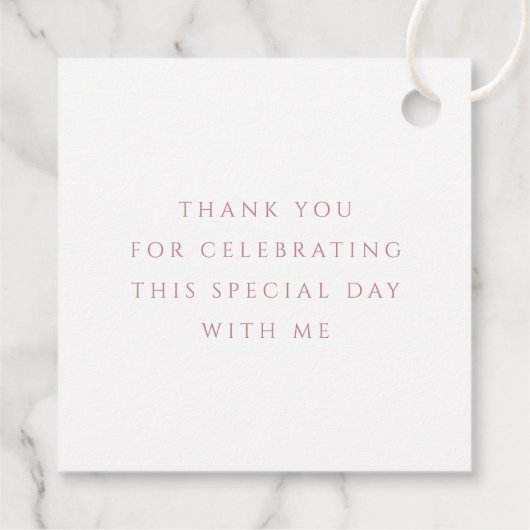 Elegant Pink Script Cross Girl First Communion フェイバータグ (裏面)