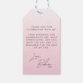 Elegant Pink Script Sweet Sixteen Thank You Favor ギフトタグ (裏面)