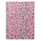 Elegant Pink Silver Glitter Leopard on Rose Gold ノートブック (正面)