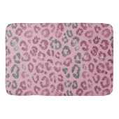 Elegant Pink Silver Glitter Leopard on Rose Gold バスマット (正面)