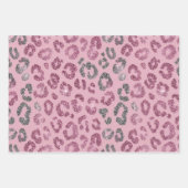 Elegant Pink Silver Glitter Leopard on Rose Gold ラッピングペーパーシート (正面2)