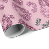 Elegant Pink Silver Glitter Leopard on Rose Gold ラッピングペーパー (ロールコーナー)