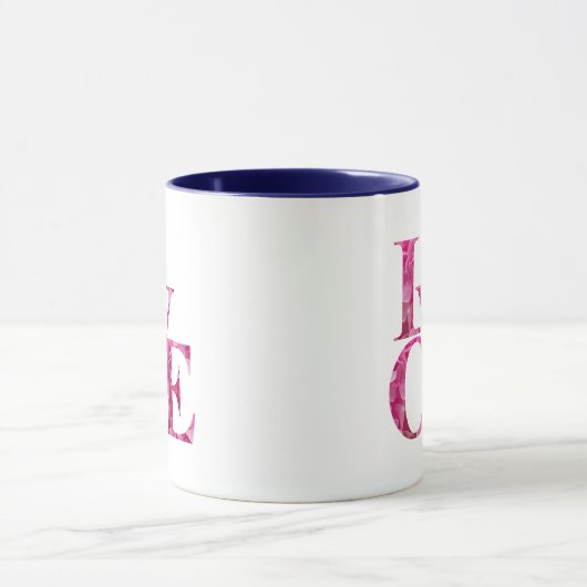 Elegant Pink Spring Hydrangea Floral LOVE マグカップ (中央)