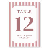 Elegant Pink Striped Table Number テーブルナンバー (裏面)