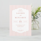 Elegant Pink Striped Wedding Invitation 招待状 (スタンド正面)