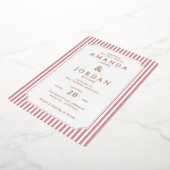 Elegant Pink Striped Wedding Invitation 箔招待状 (回転した状態)