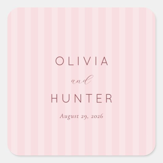 Elegant Pink Stripes スクエアシール (正面)