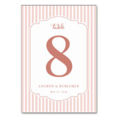 Elegant Pink Stripes with Number Eight テーブルナンバー (裏面)