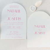 Elegant Pink Stylish Minimalist Arched Wedding 招待状