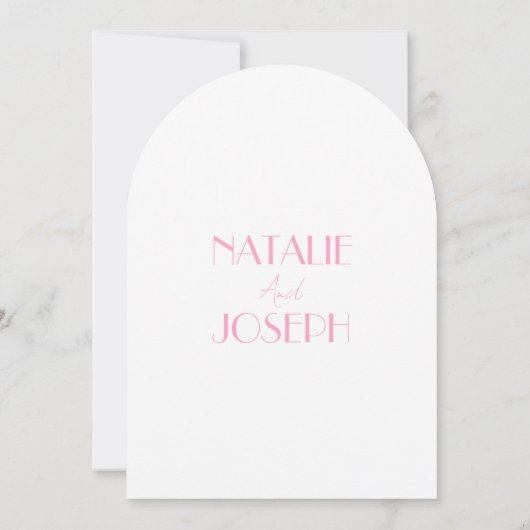 Elegant Pink Stylish Minimalist Arched Wedding 招待状 (裏面)