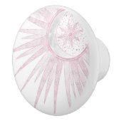 Elegant Pink Sun Moon Doodle Mandala White Design セラミックノブ (右)
