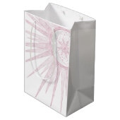 Elegant Pink Sun Moon Doodle Mandala White Design ミディアムペーパーバッグ (裏面アングル)