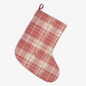Elegant Pink Tartan Dog Christmas Stocking | Blush ラージクリスマスストッキング (正面 (吊り時))