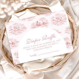 Elegant Pink Toile Diapper Raffle エンクロージャーカード
